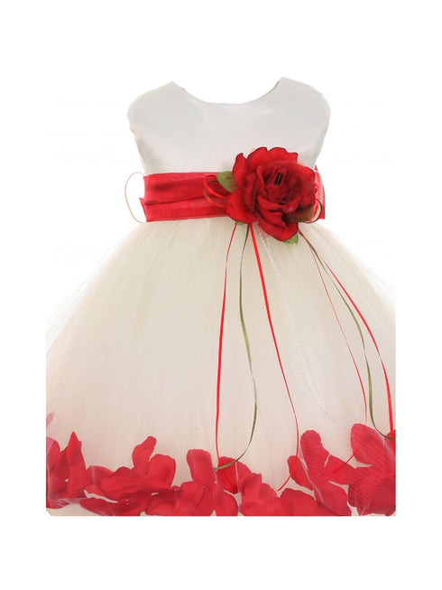 Baby Girls Ivory Multi Color Satin Floating Petals Sash Flower Girl Dress 6-24M - SophiasStyle.com